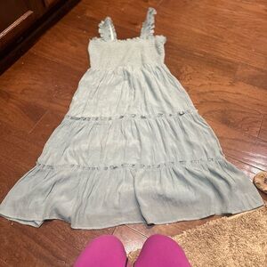 As U Wish Size Large L Blue Gray Ruffle Tank Dress lot5695